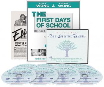 Collection of Harry Wong educational books and CDs