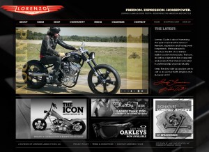 Screenshot of Lorenzo Cycles website, featuring motorcycles 