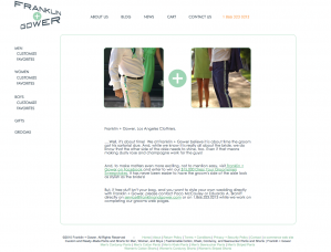 Screenshot of a website featuring clothing