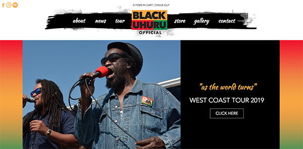 Reggae band Black Uhuru, featured performing on their website