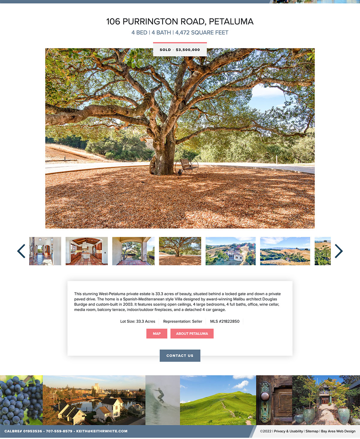 View of the property page design on Keith R. White's property page