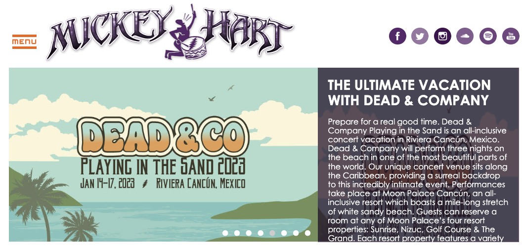 Mickey Hart website homepage