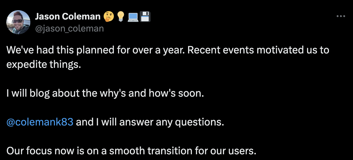 Jason Coleman Tweet