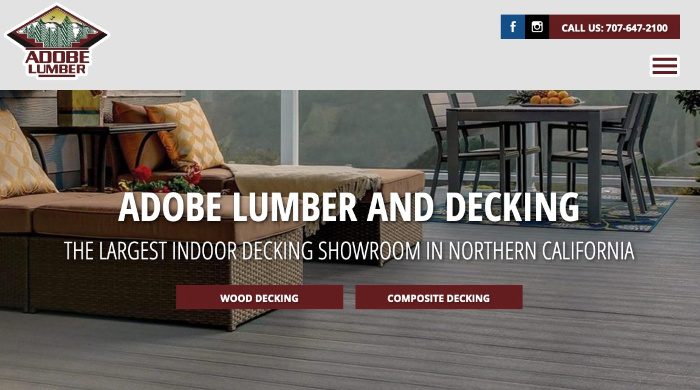 Adobe Lumber homepage