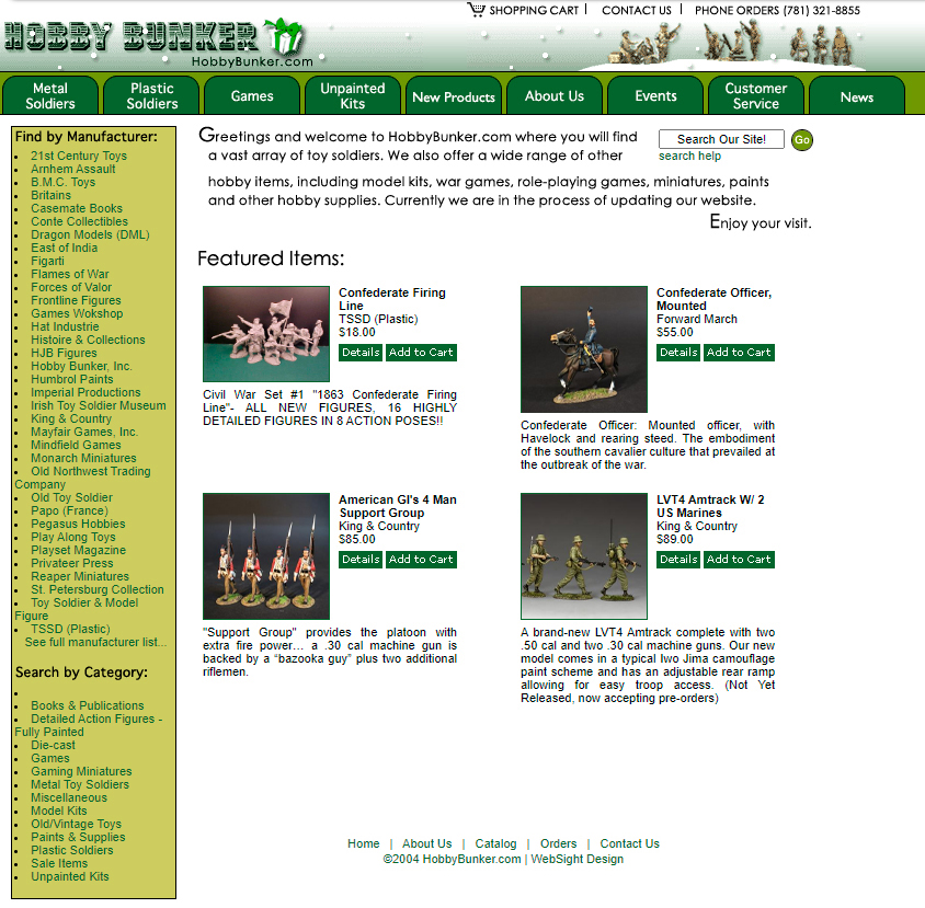 Screenshot of old website