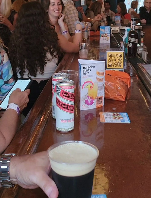 Beer and cans on bar