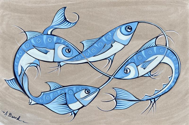 Gestural Fish in Blue 2022