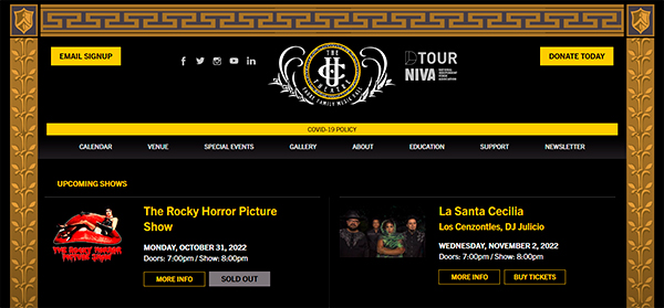 The UC Theatre's home page