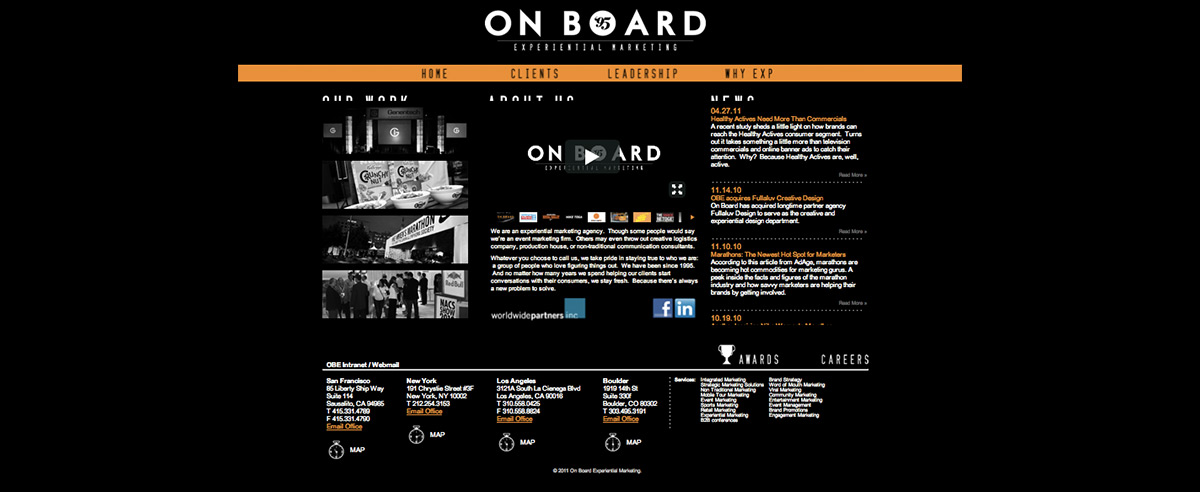 Screenshot of On Board's website