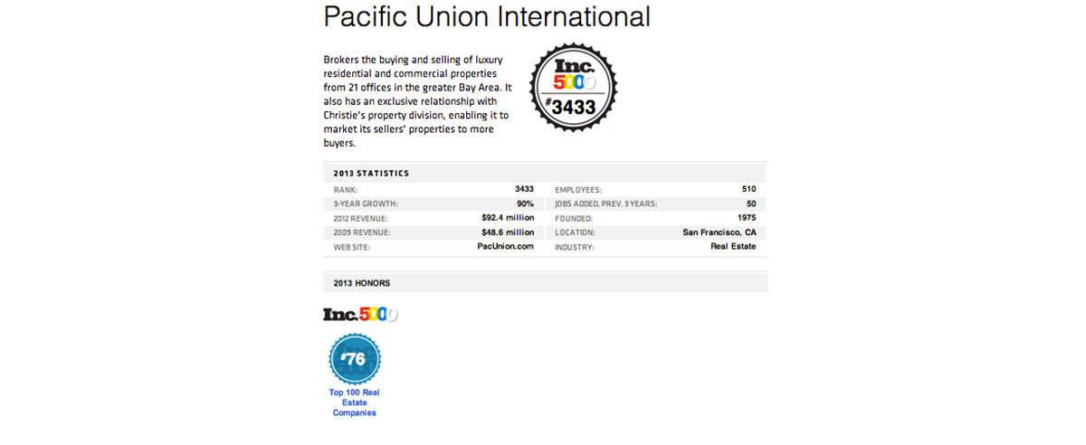 Screenshot of Pacific Unions inclusion on ICS top 5,000 list