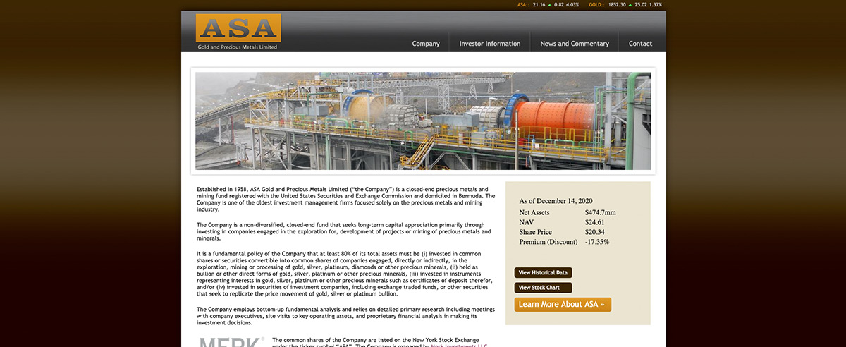 Image for post about New Site Launch: ASA Gold and Precious Metals