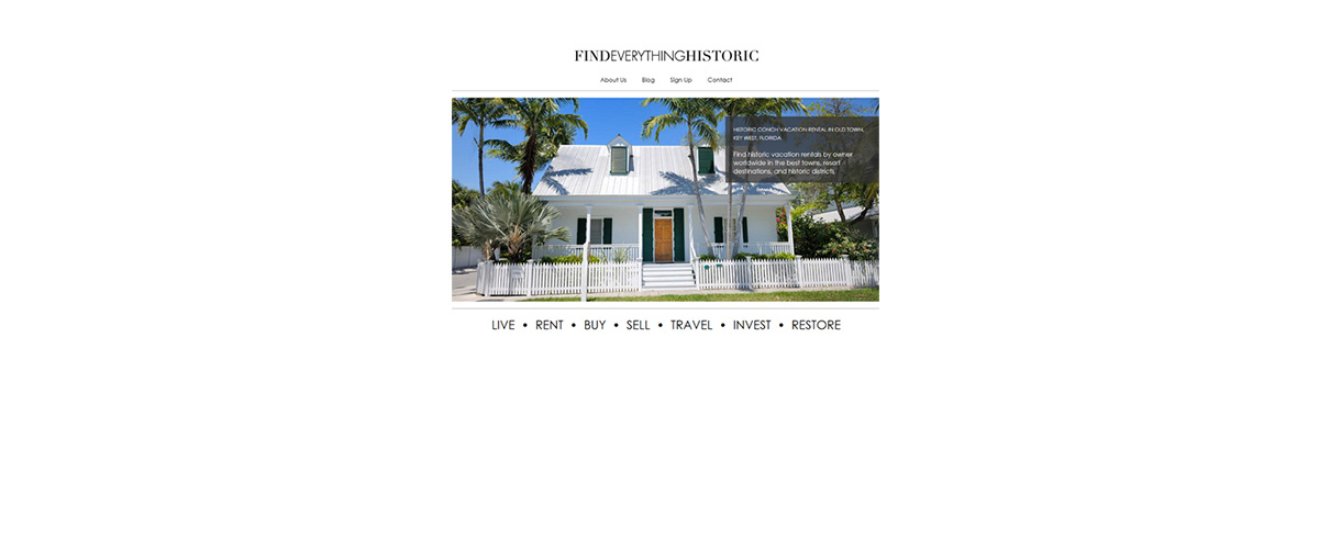 A large white house surrounded by palm trees, featured on the Find Everything Historic website