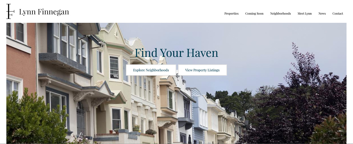 Image of A row of homes on real estate agent,Lynn Finnegan's website 