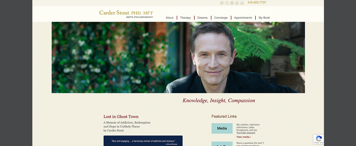 Screenshot of the website for Dr. Carder Stout
