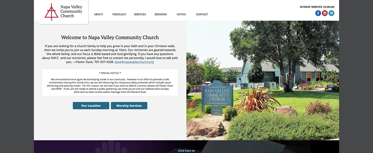Image for post about Napa Valley Community Church Launches a New Mobile Forward Website