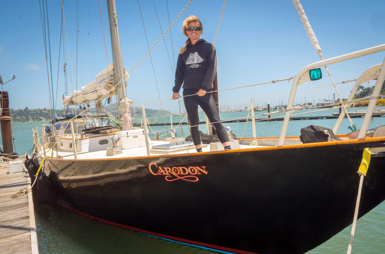 Image of a Captain Heather on a boat